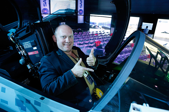 In a Cockpit of the SAAB Gripen Fighter Aircraft